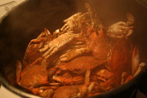 Steamed crabs caught in Crabbe Creek